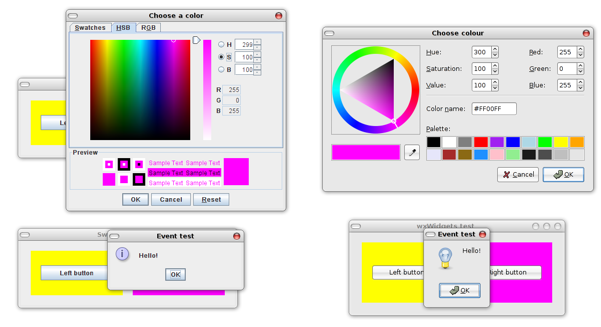 Swing and wxWidgets test results